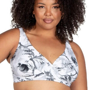 SALE‼️Artesands Twist Front Black & White Sz 12 Floral Print Bikini Top